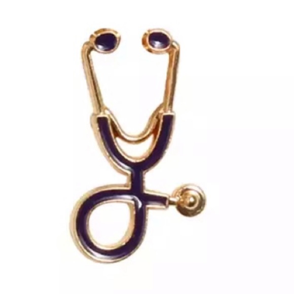 Stethoscope Lapel Scrub Nurse Pin Silver Gold Pink - Picture 5 of 13